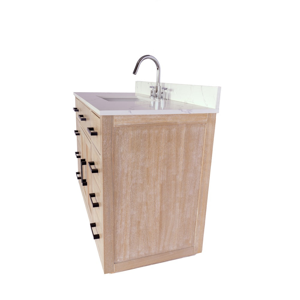 Mulholland 48" inch Single Sink Milk Oak Vanity with Quartz Top