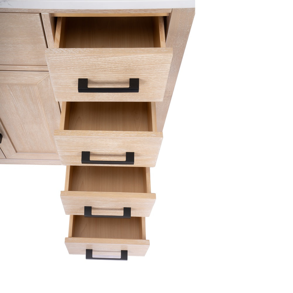 Mulholland 48" inch Single Sink Milk Oak Vanity with Quartz Top