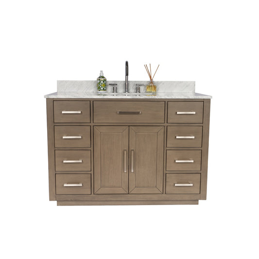 Mulholland 48" inch Single Sink Grey Oak Vanity with Quartz Countertop