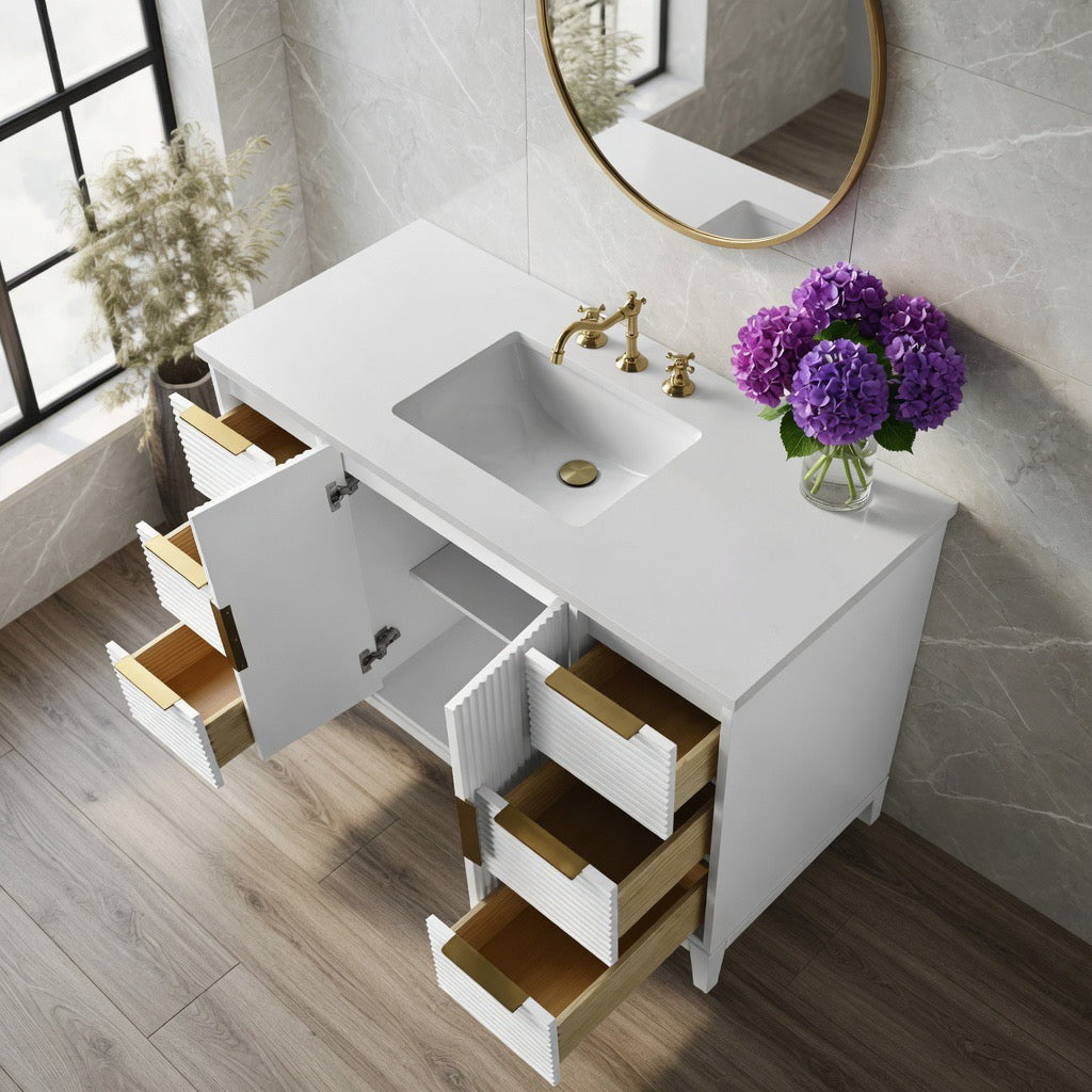 49" Isa White Vanity with Quartz Top