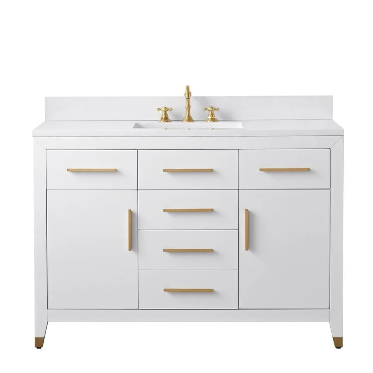 Springs 48" Inch White Single Sink Vanity with Quartz Top