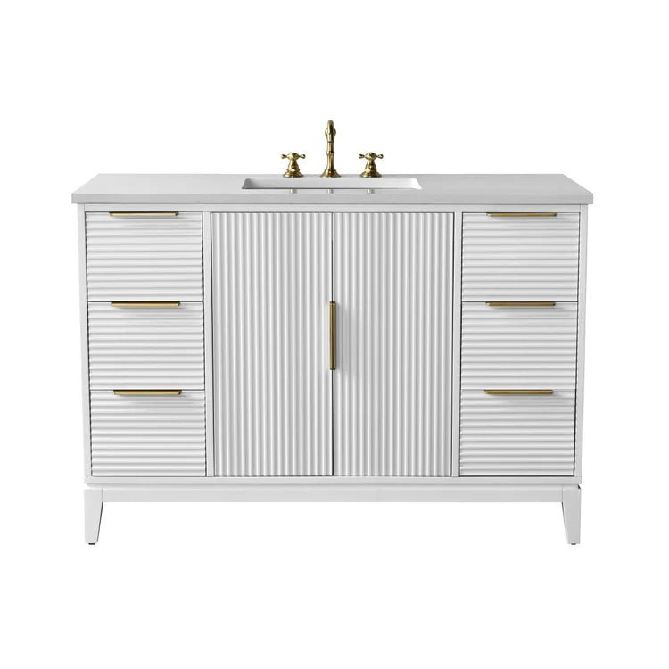 Elia 49" Inch White Single Sink Vanity with Quartz Top