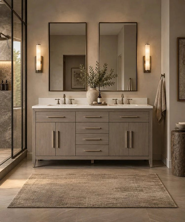 York 72" Driftwood Oak Double Sink