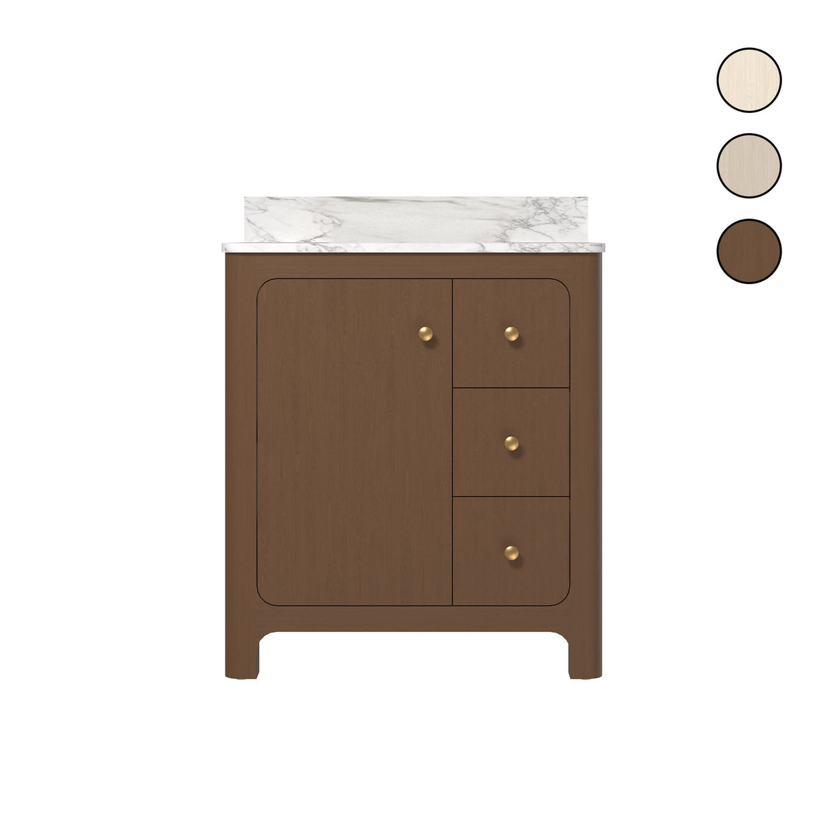 Canyon 30" Cinnamon Oak single sink vanity with quartz engineered stone top