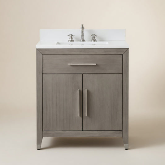 30" York grey oak Vanity with Quartz Top