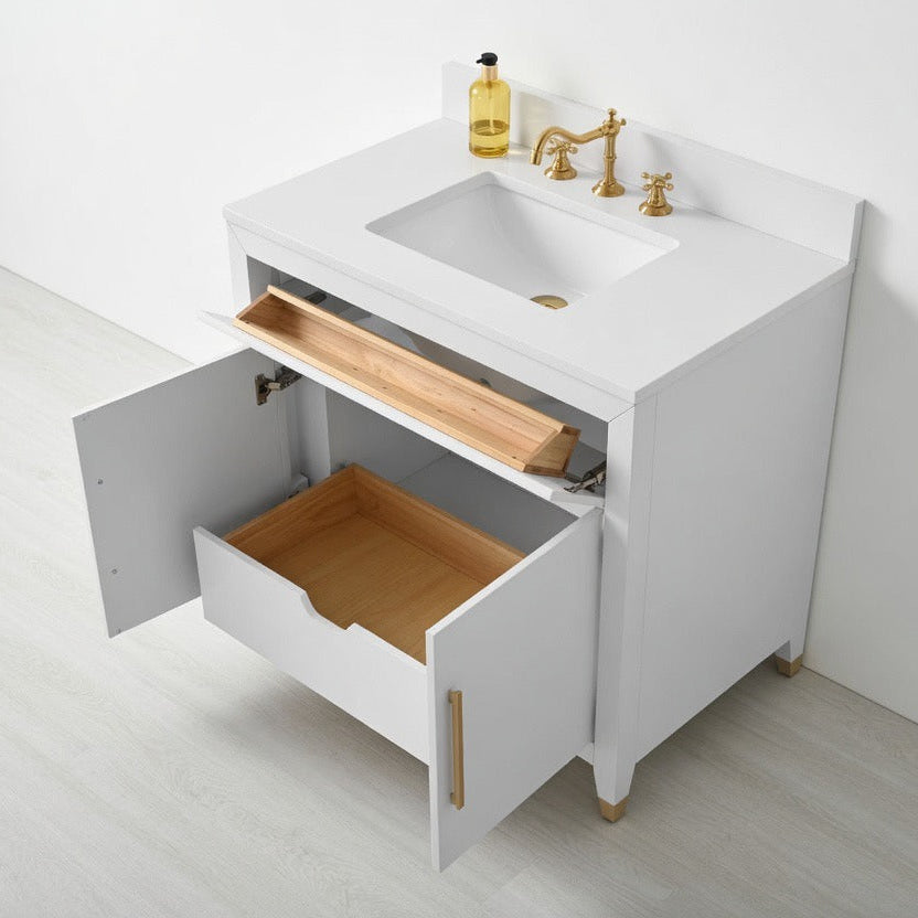 30" York White Vanity with Quartz Top