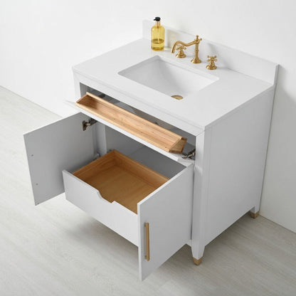 30" York White Vanity with Quartz Top