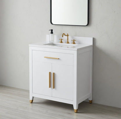 30" York White Vanity with Quartz Top