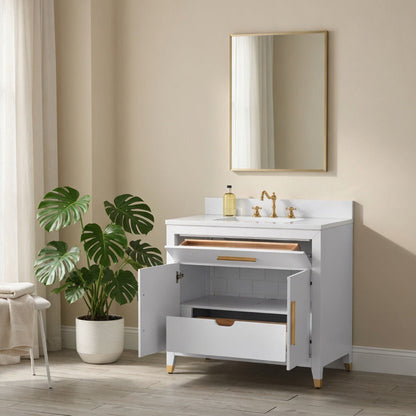 30" York White Vanity with Quartz Top