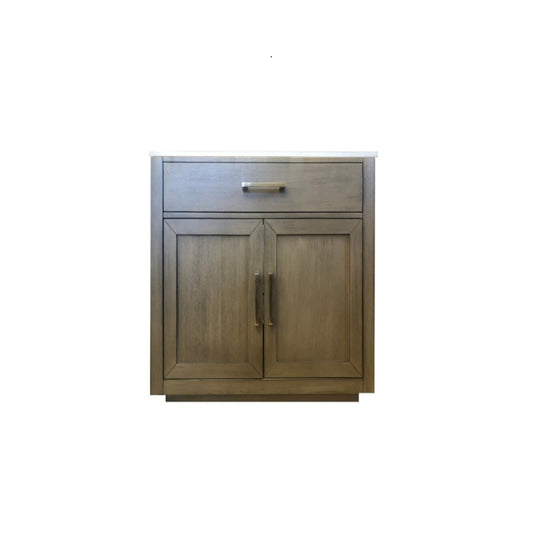 30" inch Mulholland Single Sink Grey Oak Vanity with Calcatta Quartz Top