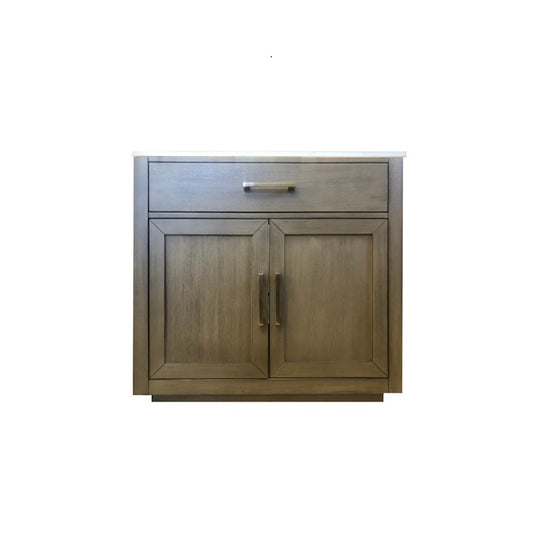 36" inch Mulholland Single Sink Grey Oak Vanity Grey with Calcatta Quartz Top