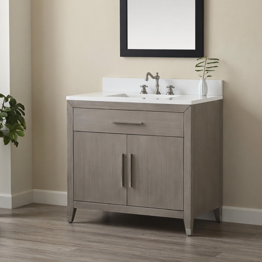 36" York grey oak Vanity with Quartz Top