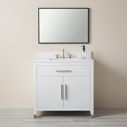 36" York White Vanity with Quartz Top
