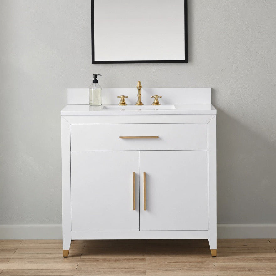 36" York White Vanity with Quartz Top