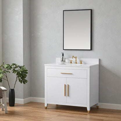 36" York White Vanity with Quartz Top
