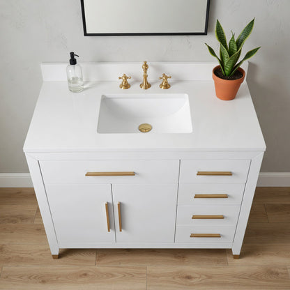 42" York White Vanity with Quartz Top
