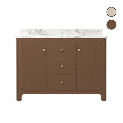 Canyon 48" Cinnamon Oak single sink vanity with quartz engineered stone top