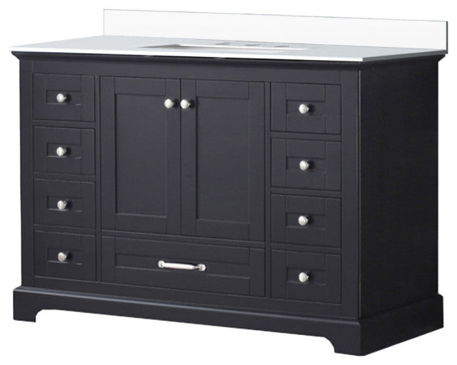 48" Lexora Dukes Single Sink Espresso Vanity with Quartz Top