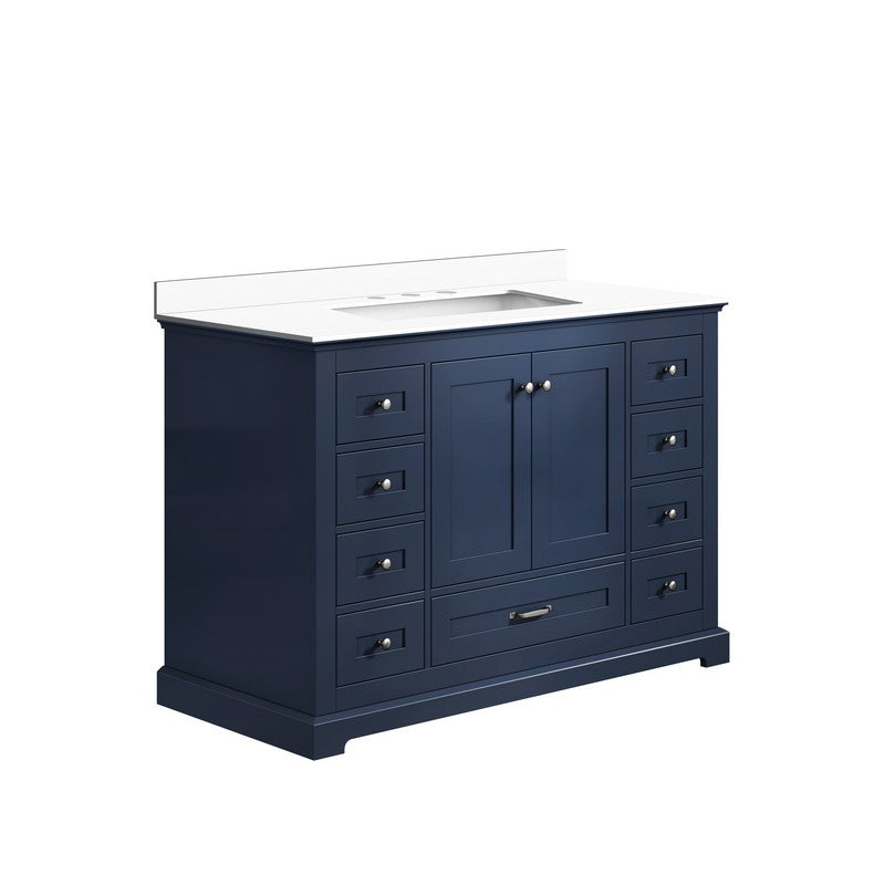 48" Lexora Dukes Single sink Navy Blue Vanity with Quartz Top