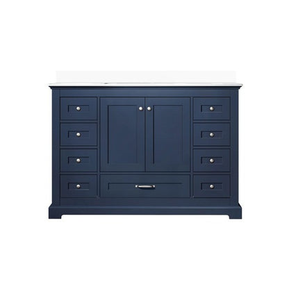 48" Lexora Dukes Single sink Navy Blue Vanity with Quartz Top