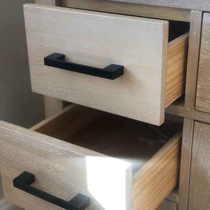 60" Mulholland Double Sink Milk Oak Vanity with Quartz Top