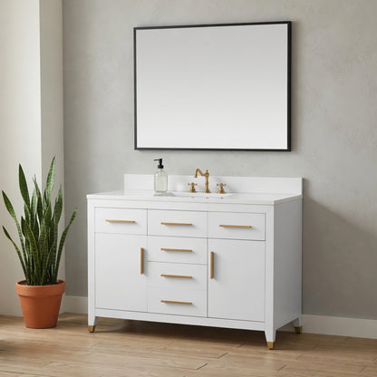 48" York White Vanity with Quartz Top
