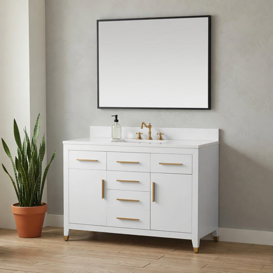 48" York White Vanity with Quartz Top
