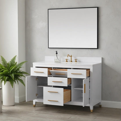48" York White Vanity with Quartz Top
