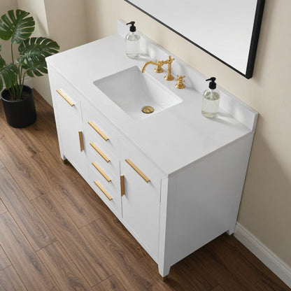 48" York White Vanity with Quartz Top