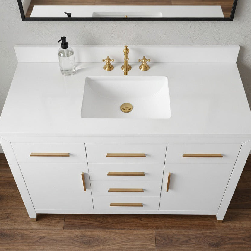 48" York White Vanity with Quartz Top
