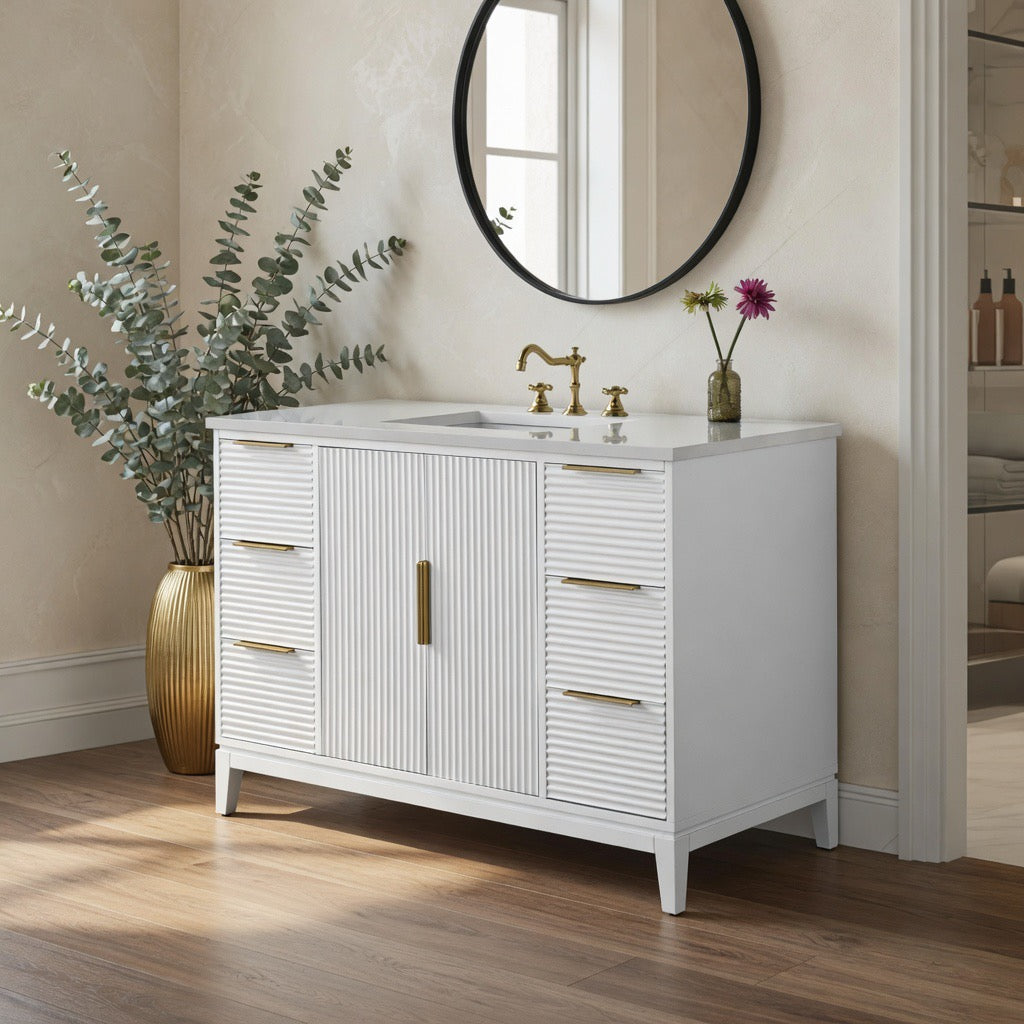49" Isa White Vanity with Quartz Top
