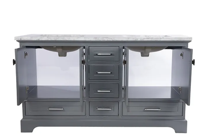 60" Avery Double Sink Grey Vanity with Marble Top