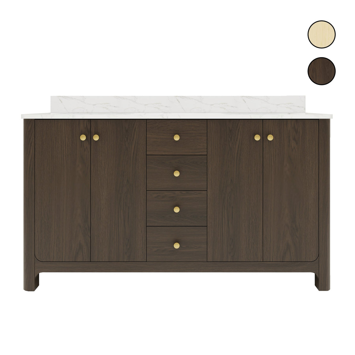 Canyon 60" Sable double sink vanity with quartz engineered stone top