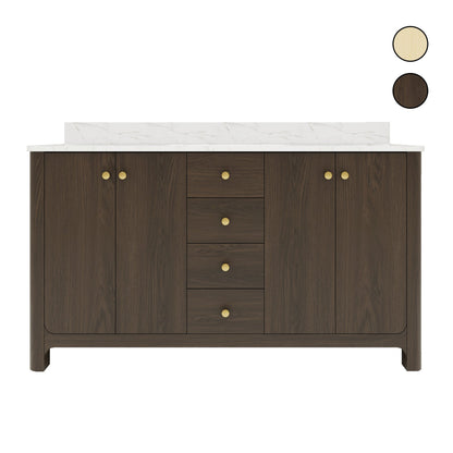 Canyon 60" Sable double sink vanity with quartz engineered stone top