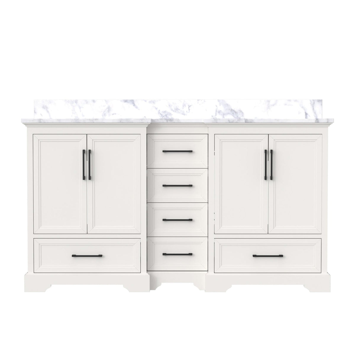 Nobilis 60" Ivory White Double Sink Vanity with Quartz Engineered Stone Top