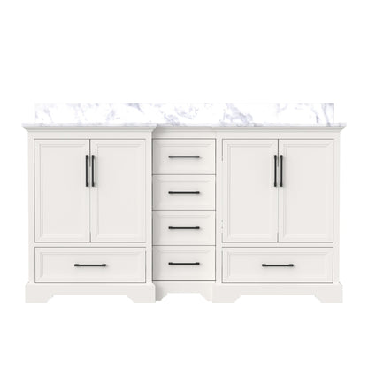 Nobilis 60" Ivory White Double Sink Vanity with Quartz Engineered Stone Top