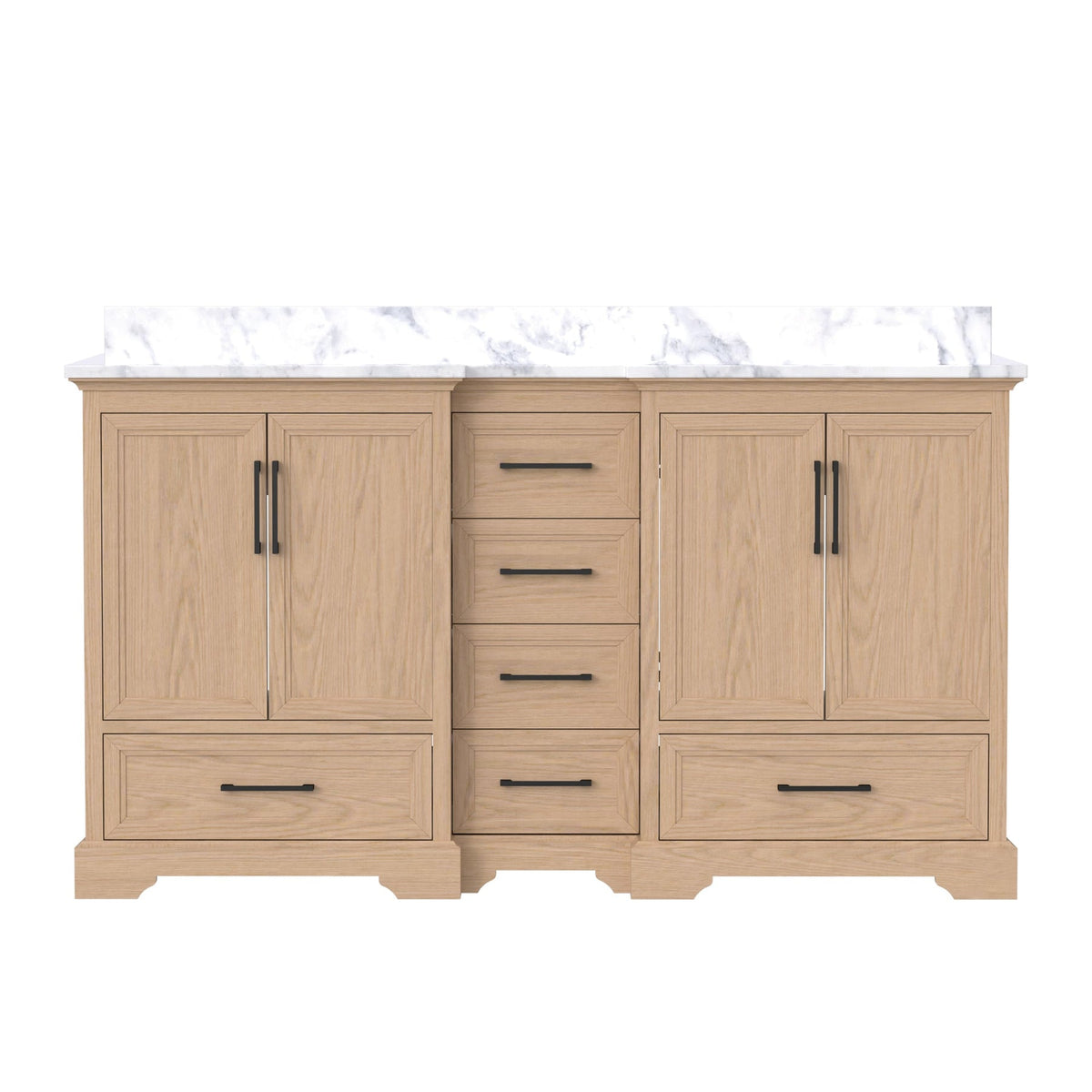 Nobilis 60" Heirloom Wheat Double Sink Vanity with Quartz Engineered Stone Top