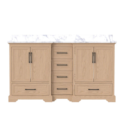 Nobilis 60" Heirloom Wheat Double Sink Vanity with Quartz Engineered Stone Top