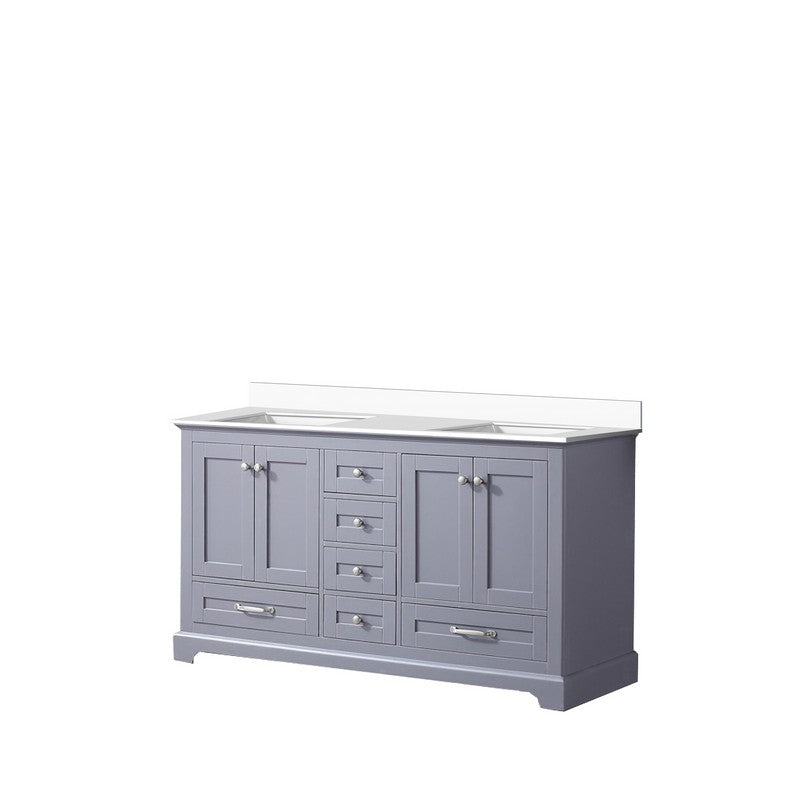 60" Lexora Dukes Double Sink Grey Vanity with Quartz top