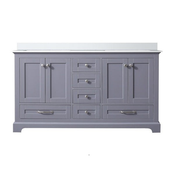 60" Lexora Dukes Double Sink Grey Vanity with Quartz top