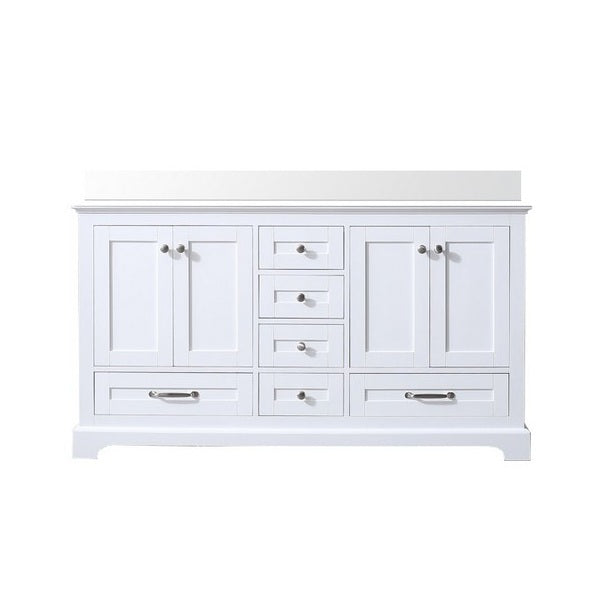 60" Lexora Dukes Double Sink White Vanity with Quartz Top