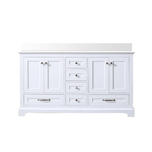 60" Lexora Dukes Double Sink White Vanity with Quartz Top