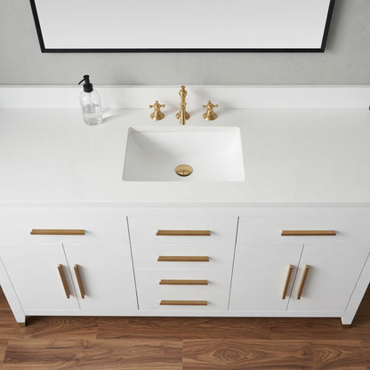 60" York White Single sink Vanity with Quartz Top
