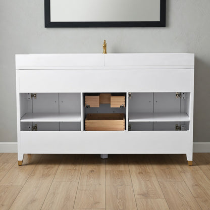 60" York White Single sink Vanity with Quartz Top
