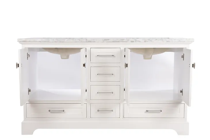 72" Avery White Double Sink White Vanity with Top