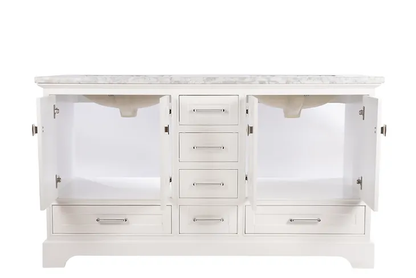 72" Avery White Double Sink White Vanity with Top