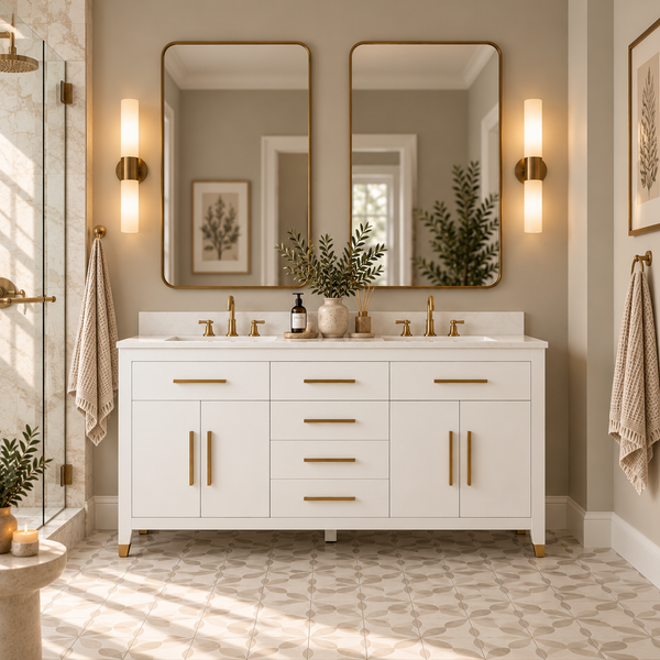 York 60" White Double Sink