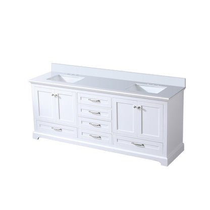 80" Lexora Dukes Double Sink White Vanity with Quartz Top