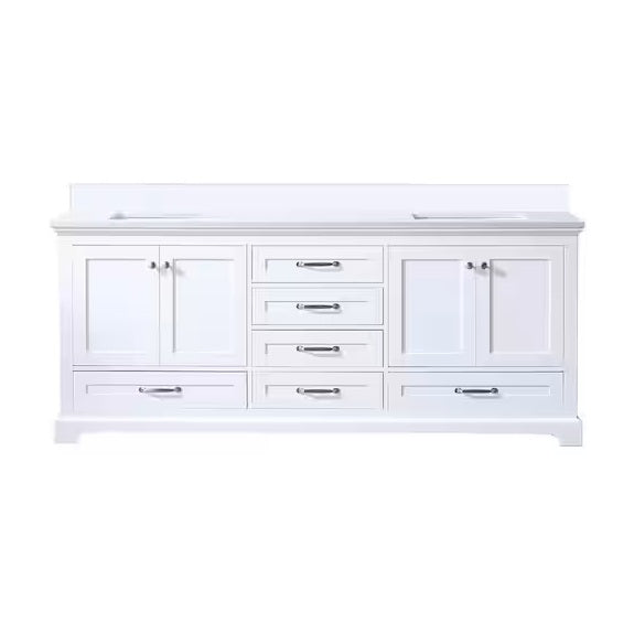 80" Lexora Dukes Double Sink White Vanity with Quartz Top