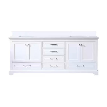 80" Lexora Dukes Double Sink White Vanity with Quartz Top